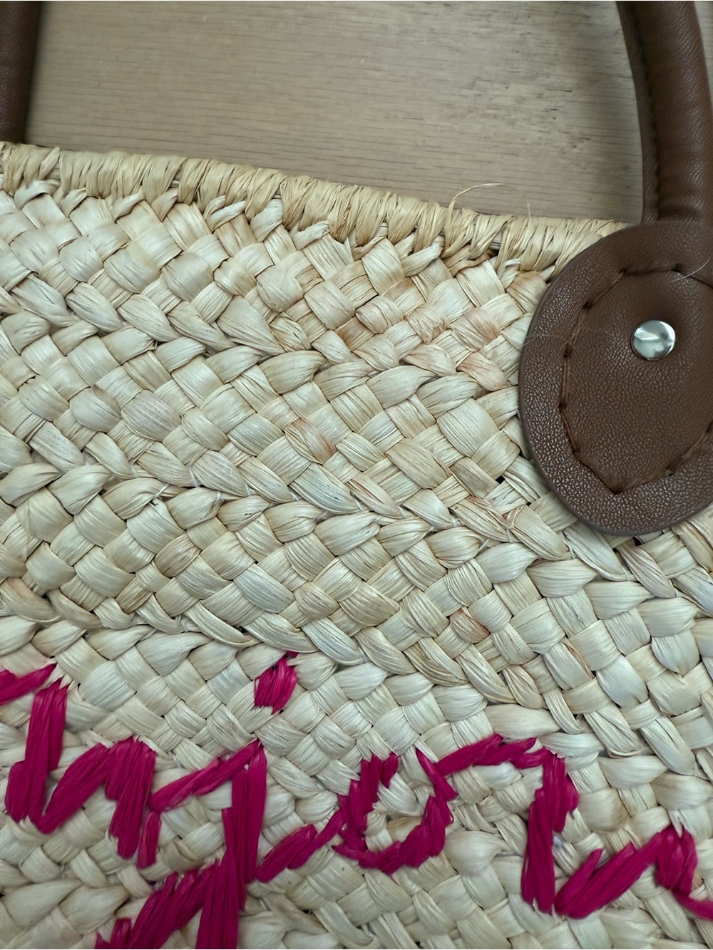Straw “Bonjour” Beachy Vacation Tote - Picture 2 of 5